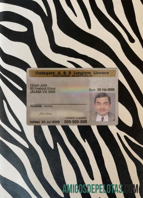 Austrália Victoria State A & B Licença Longarm fotolook frente exemplo real